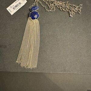 Blue and Gold Tassel Necklace